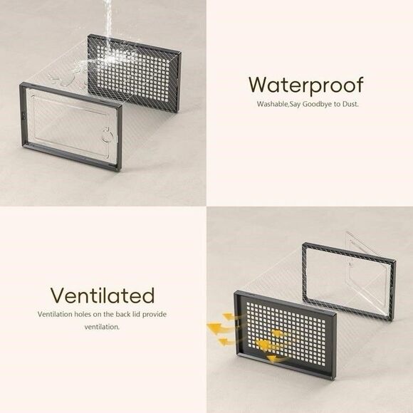 Kuject X-Large Shoe Storage Boxes Organizers Plastic Stackable 12 Pack, Black - Picture 2 of 9